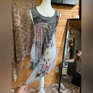 Pop Art Abstract Tank Top and Long‎ Sleeve Layered Set Women Small
